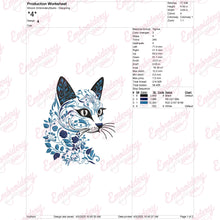 Botanical Cat Embroidery Design