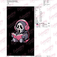 Ghostface Reading Embroidery Design