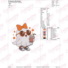 Halloween Little Ghost Holding Drink Embroidery Design
