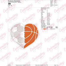 Soccer Basketball Ball Heart Embroidery Design