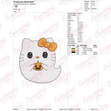 Hello Kitty Ghost Halloween Embroidery Design