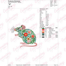 Tropical Leaves And Flowers Rat Embroidery Design