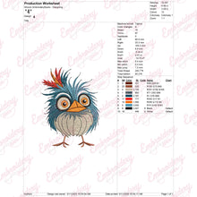 Crazy Bird Cartoon Embroidery Design Instant Download