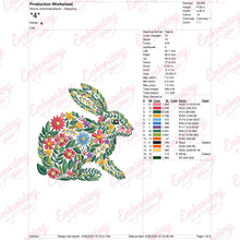 Tropical Leaves And Flowers Rabbit Embroidery Design
