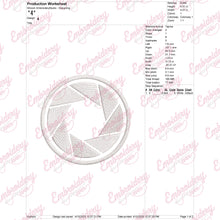 Camera Shutter Embroidery Design