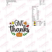 Give Thanks Thanksgiving Embroidery Design