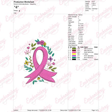 Floral Breast Cancer Awareness Embroidery Design