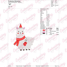 Christmas Llama Embroidery Design