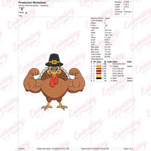 Muscular Thanksgiving Turkey Embroidery Design