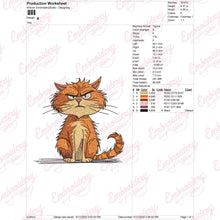 Grumpy Orange Cat Embroidery Design