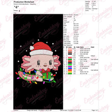 Axolotl Christmas Lights Embroidery Design