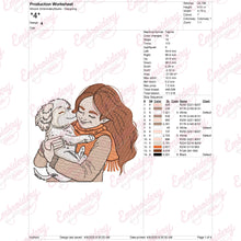 Cute Puppy and Girl Machine Embroidery Design