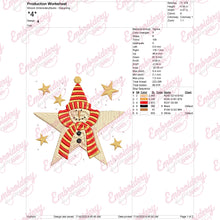 Christmas Snowman Star Embroidery Design