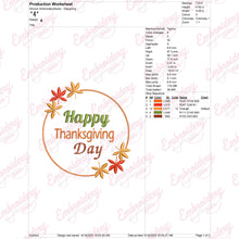 Thanksgiving Day Holiday Embroidery Pattern