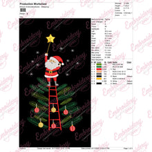 Santa Claus Decorating Tree Embroidery Design