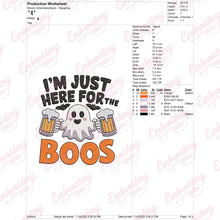 Here For The Boos Drinking Halloween Ghost Embroidery Design