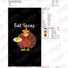 Eat Tacos Thanksgiving Turkey Embroidery Design