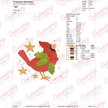 Christmas Cardinal Bird Embroidery Design
