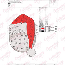 Christmas Golf Ball With Santa Hat Embroidery Design