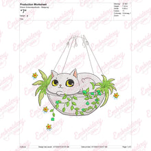White Cat In The Plant Pot Embroidery Design