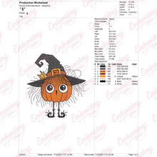 Pumpkin Witch Hat Halloween Embroidery Design