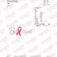 Breast Cancer Believe Embroidery Design