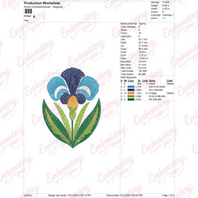 Iris Bloom Embroidery Design