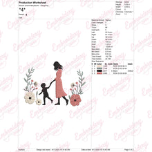 Mother and Baby Floral Embroidery Design