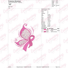 Pink Ribbon Butterfly Embroidery Machine File