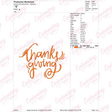 Thanksgiving Script Embroidery Design
