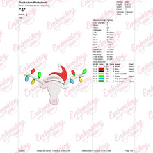 White Longhorn With Christmas Lights Embroidery Design