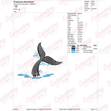 Whale Tail Above Ocean Sea Embroidery Design