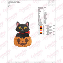 Cat and Pumpkin Halloween Embroidery Design