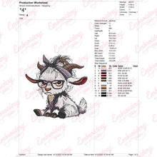 Goat Wearing Glasses And Bandana Embroidery Design