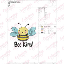 Bee Kind Cute Bee Embroidery Design
