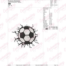 Soccer Ball Coming in Cracked Wall Embroidery Design