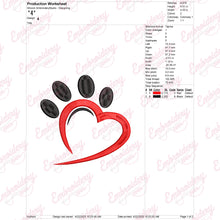 Beautiful Heart Paw Embroidery Design