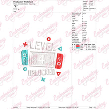 Level 4 Unlocked Gamer Birthday Embroidery Design