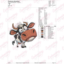 Funny Cartoon Cow Animal Embroidery Design