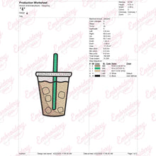 Iced Coffee Embroidery Design