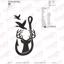 Duck Deer and Hook Hunting Embroidery Design
