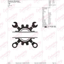 Mechanic Split Name Frame Embroidery Design