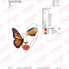 Face And Butterfly Abstract Line Art Embroidery Design