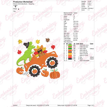 Dino & Turkey's Fall Ride Monster Truck Thanksgiving Embroidery Design