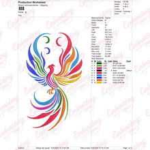 Rainbow Phoenix Embroidery Design