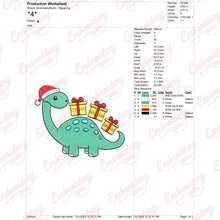 Christmas Dinosaur Delivers Gifts Embroidery Design