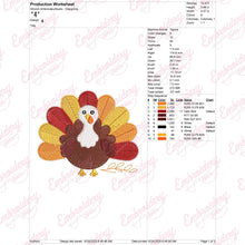 Cute Turkey Thanksgiving Embroidery Design