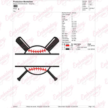 Baseball Split Name Frame Embroidery Design