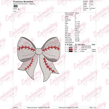 Baseball Coquette Bow Embroidery Design