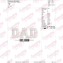 Dad 2025 Embroidery Design
